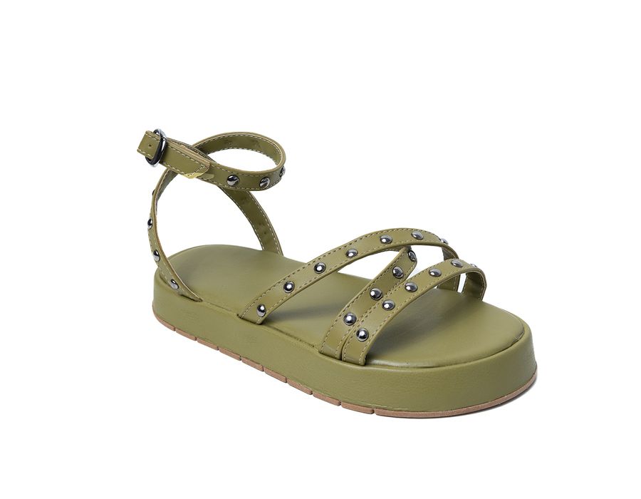 Sandália Flatform Vanessa Verde Oliva | KUENTO SHOES